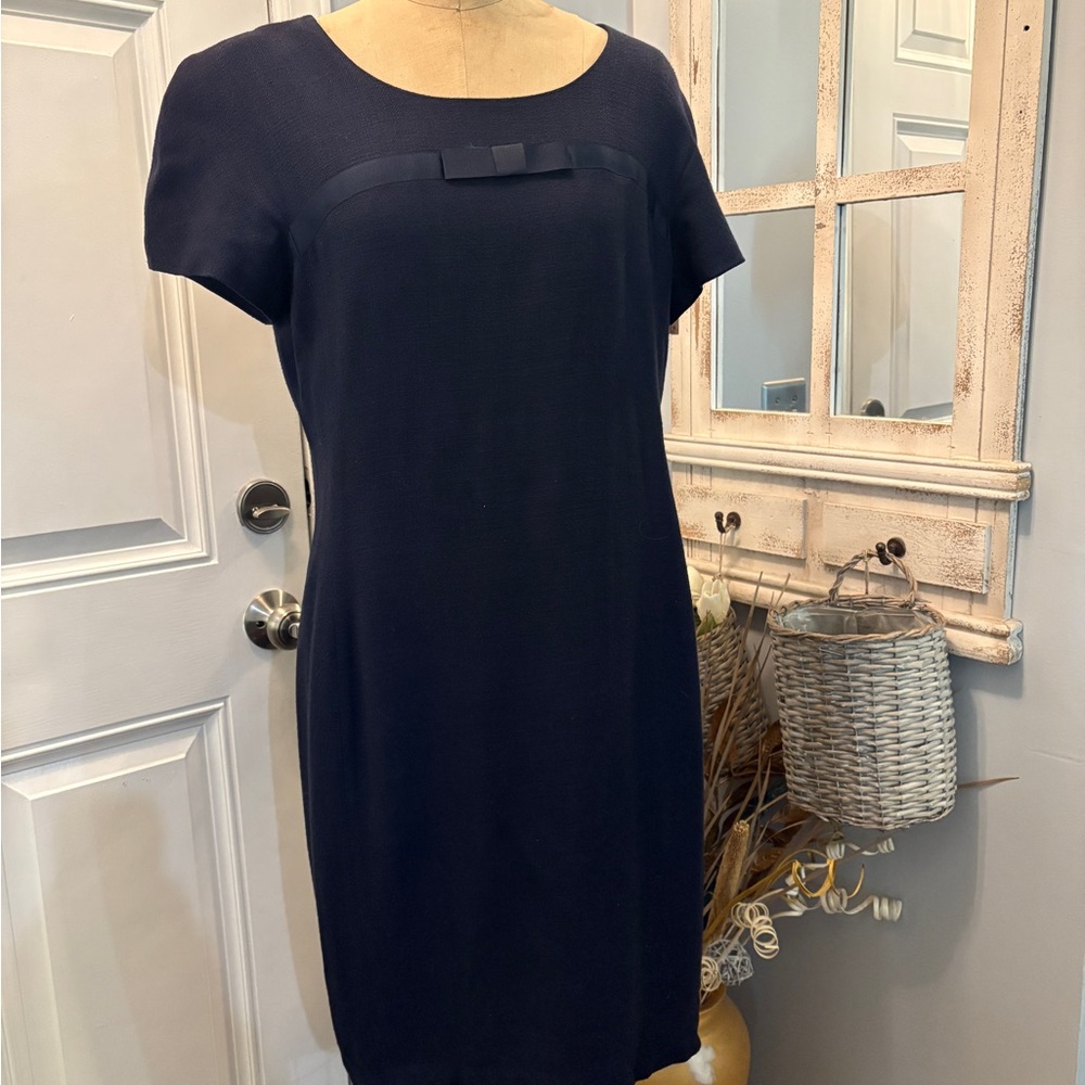 Talbots Navy Mini Dress with Bow Accent